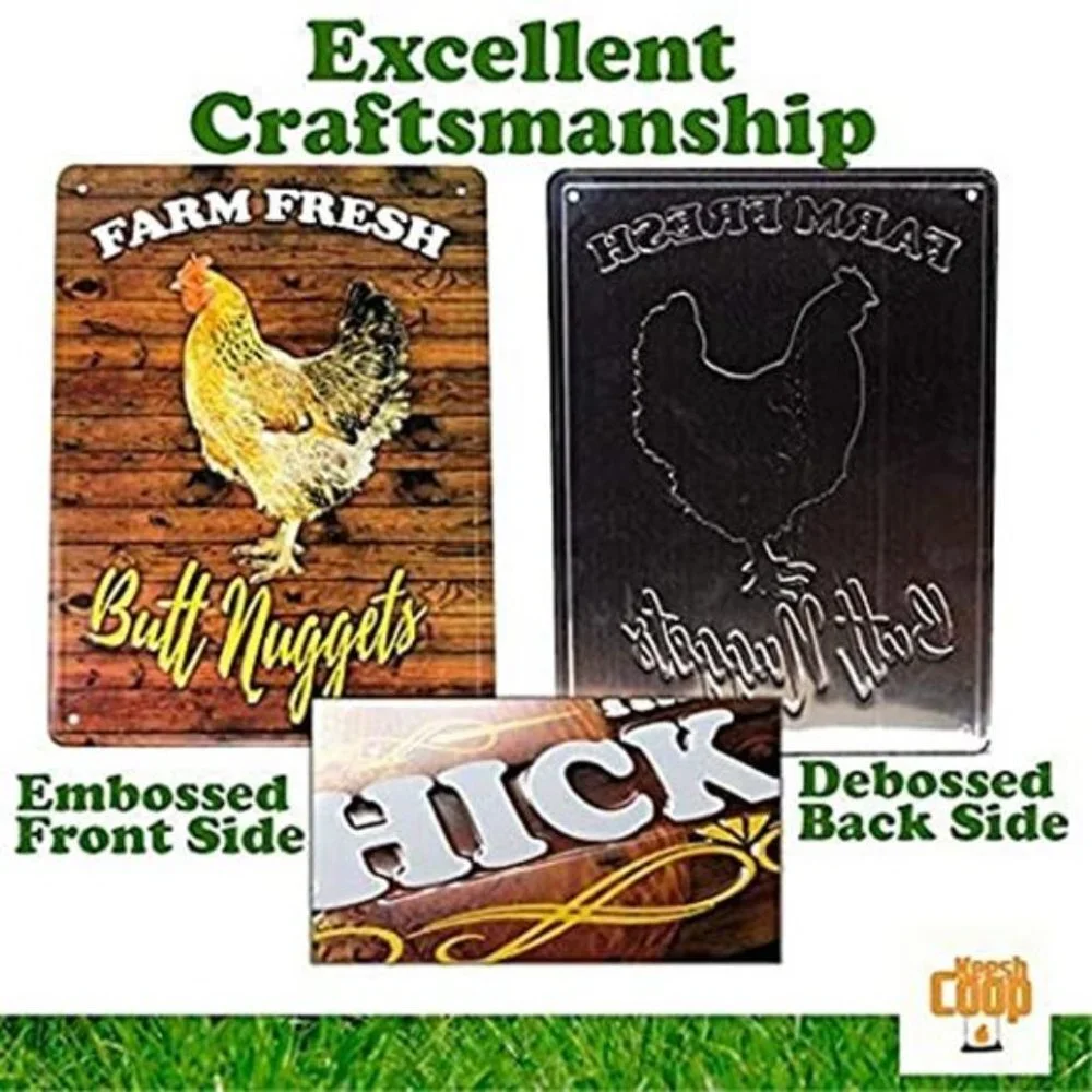 3PACK, 8X12 Aluminum tin Chicken Signs|Chicken coop Supplies |Chicken Coop Decor